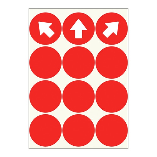 FN110 フロア誘導シール　丸型12個入　赤 1枚 (ご注文単位1枚)【直送品】