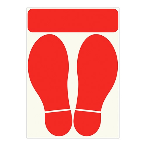 FN210 フロア誘導シール　一旦停止足型　赤 1枚 (ご注文単位1枚)【直送品】