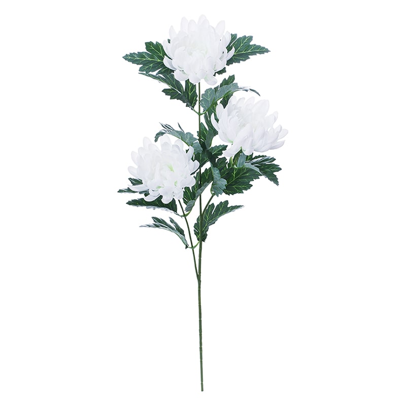 ポピー 造花　マム×3 ホワイト FA-7464-W 1本（ご注文単位12本）【直送品】