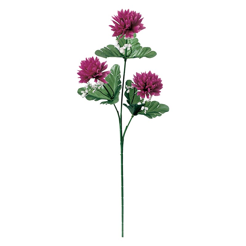 ポピー 造花　ボールマム　カスミ付 ラベンダー FF-3085-LAV 1本（ご注文単位24本）【直送品】