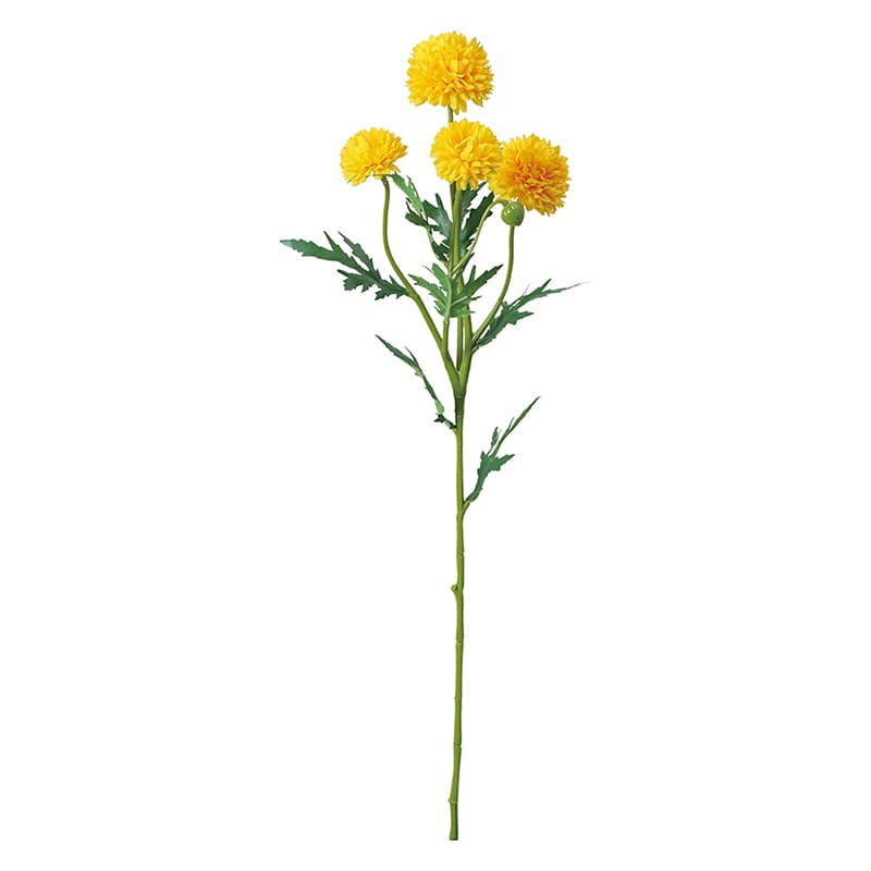 ポピー 造花　ピンポンマムスプレー イエロー FA-7465-Y 1本（ご注文単位12本）【直送品】