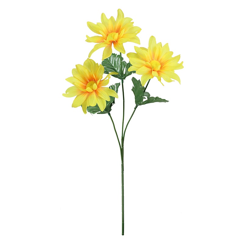 ポピー 造花　ダリア×3 イエロー FF-3087-Y 1本（ご注文単位24本）【直送品】