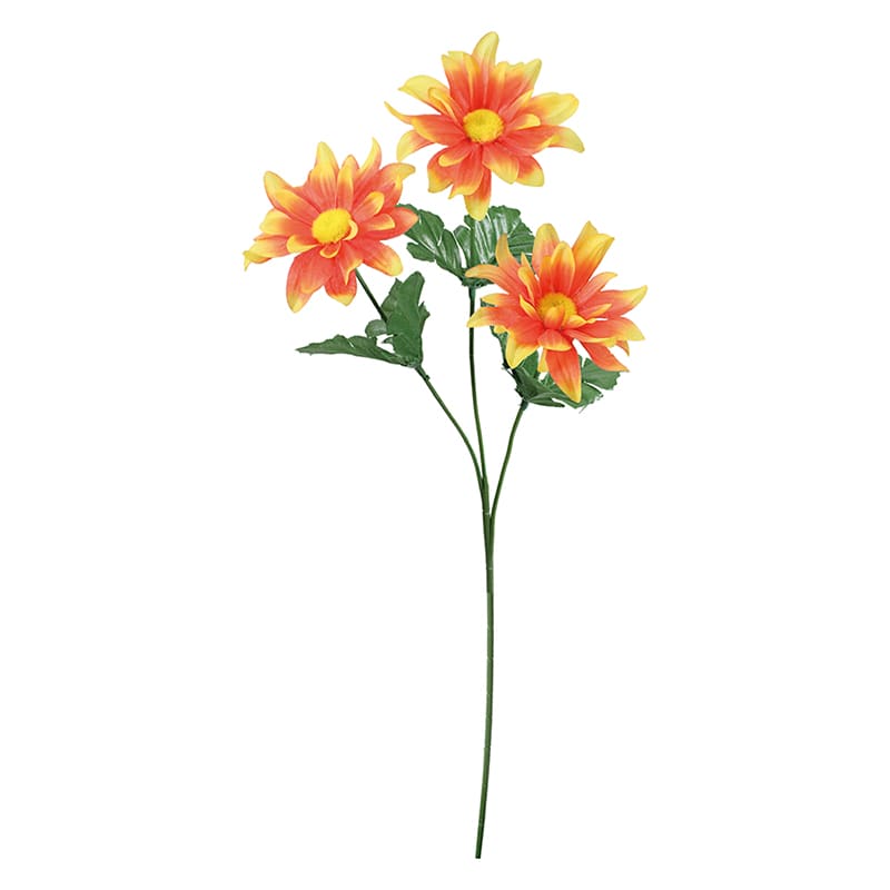 ポピー 造花　ダリア×3 オレンジ FF-3087-OR 1本（ご注文単位24本）【直送品】