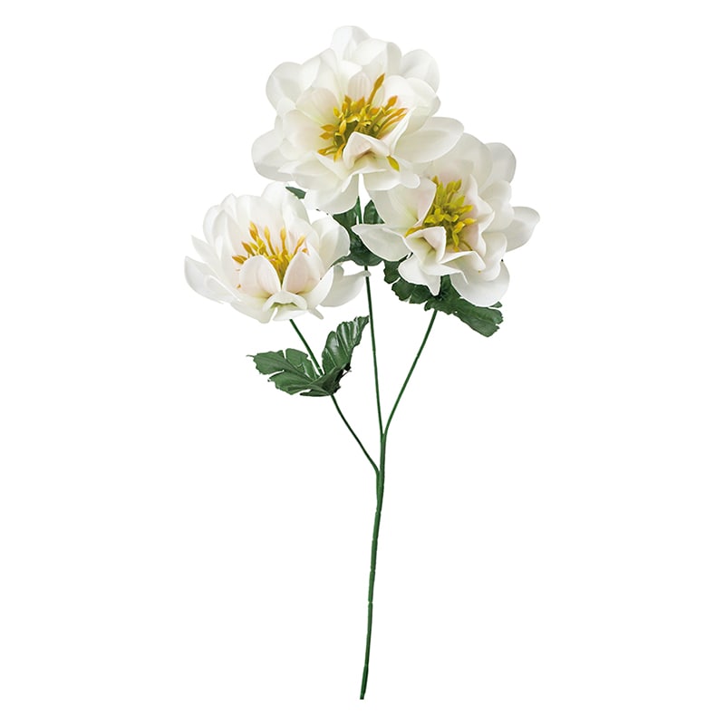 ポピー 造花 ダリア×3 ホワイト FF-3088-W 1本(ご注文単位24本)【直送品】