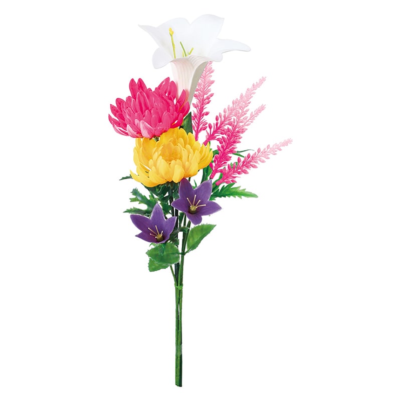 ポピー 造花 プラ仏花組花 テッポウユリマム×2 FP-1067-MIX 1本(ご注文単位12本)【直送品】