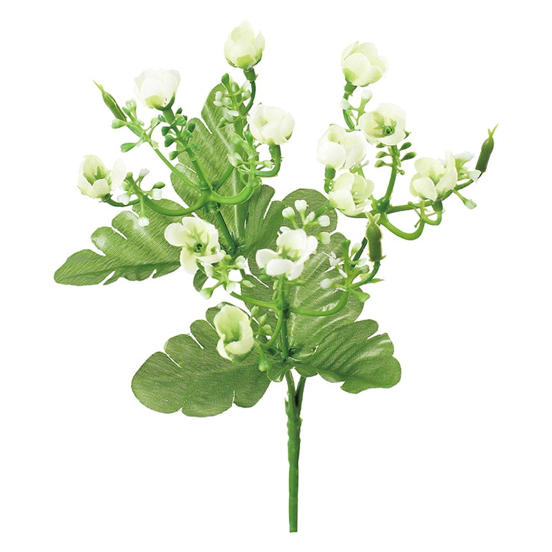 ポピー 造花 スモールフラワーブッシュ ホワイト FB-2659-W 1本(ご注文単位24本)【直送品】