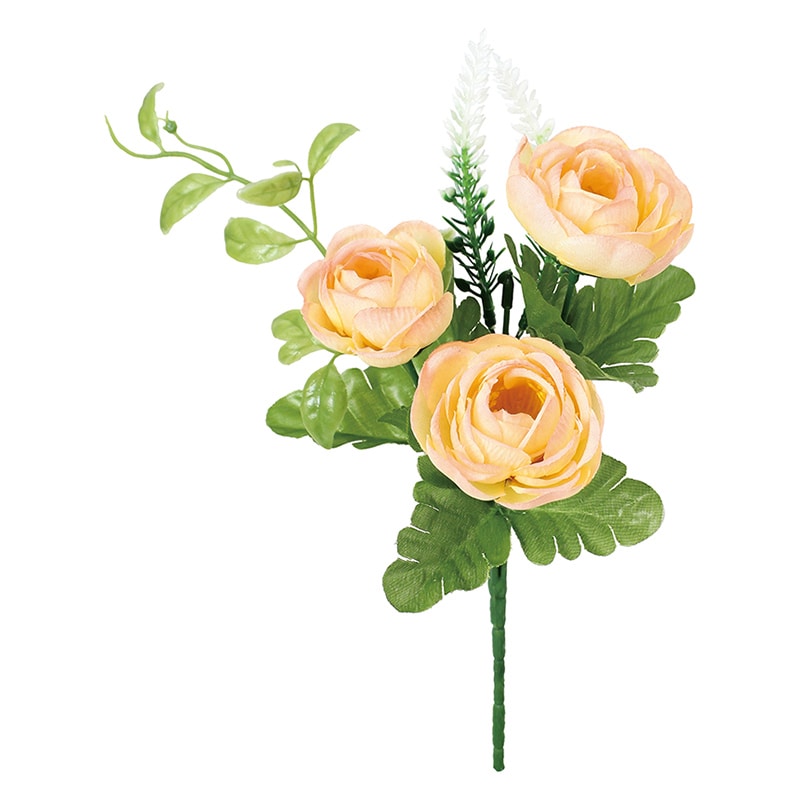 ポピー 造花　ラナンキュラスミックスブッシュ オレンジ FB-2662-OR 1本（ご注文単位24本）【直送品】