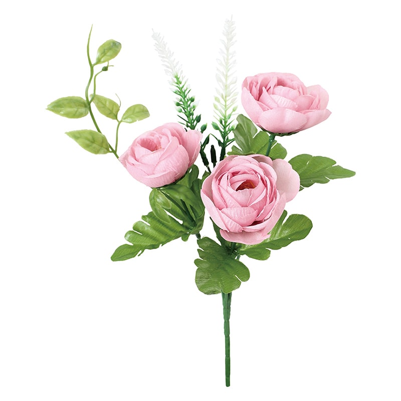 ポピー 造花　ラナンキュラスミックスブッシュ ピンク FB-2662-P 1本（ご注文単位24本）【直送品】