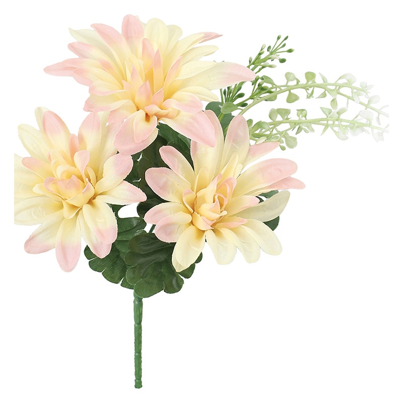 ポピー 造花　ダリアミックスブッシュ イエロー FB-2663-Y 1本（ご注文単位24本）【直送品】