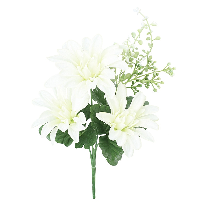 ポピー 造花 ダリアミックスブッシュ ホワイト FB-2663-W 1本(ご注文単位24本)【直送品】