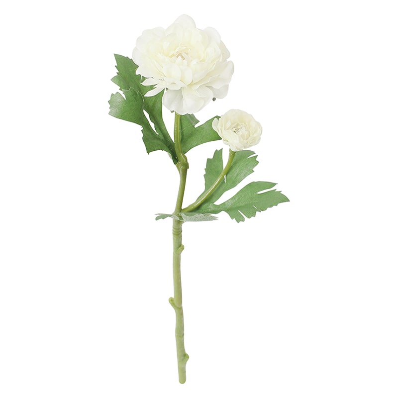 ポピー 造花　ラナンキュラス×2 ホワイト FFH-0068-W 1本（ご注文単位24本）【直送品】