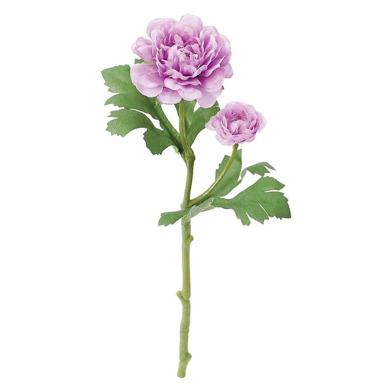 ポピー 造花　ラナンキュラス×2 ラベンダー FFH-0068-LAV 1本（ご注文単位24本）【直送品】