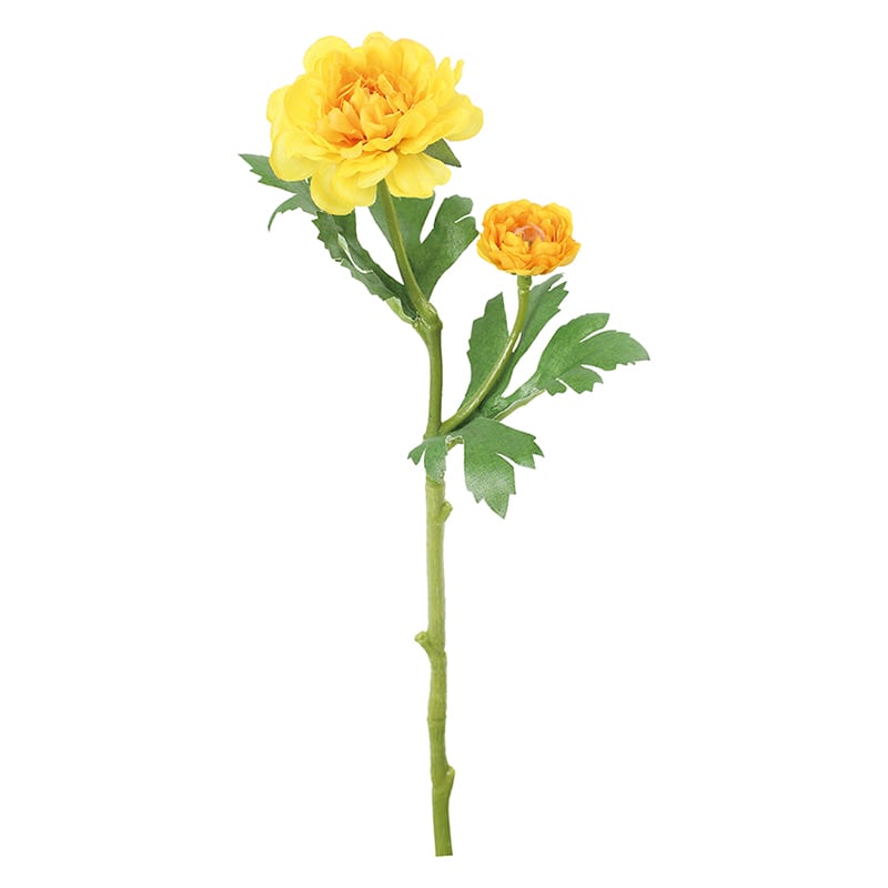 ポピー 造花　ラナンキュラス×2 イエロー FFH-0068-Y 1本（ご注文単位24本）【直送品】