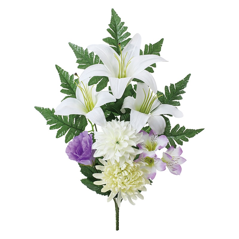 ポピー 造花 ユリミックスブッシュ ホワイトパープル FP-1078-WPU 1本(ご注文単位8本)【直送品】