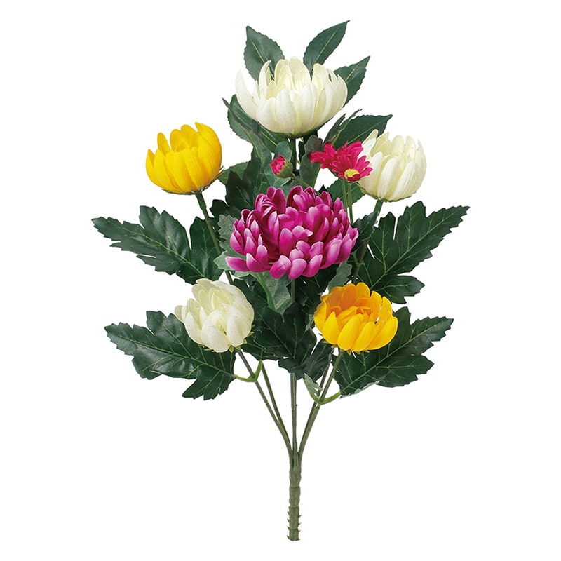 ポピー 造花　大和仏花ブッシュ M FP-1082-MIX 1本（ご注文単位12本）【直送品】