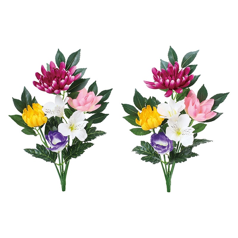 ポピー 造花　仏花ブッシュ　ロータス 2P FP-1084-MIX 1セット（ご注文単位8セット）【直送品】