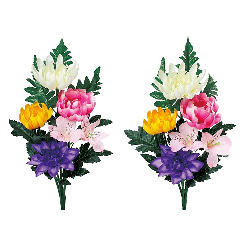 ポピー 造花　仏花ブッシュ　マム 2P FP-1085-MIX 1セット（ご注文単位8セット）【直送品】