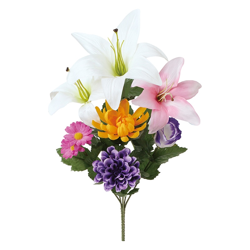 ポピー 造花　仏花ブッシュ　ユリミックス L FP-1089-MIX 1本（ご注文単位12本）【直送品】