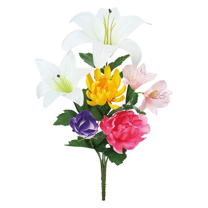 ポピー 造花　仏花ブッシュ　ユリミックス M FP-1096-MIX 1本（ご注文単位12本）【直送品】