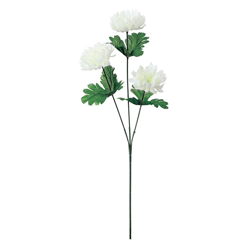 ポピー 造花　キク×3 ホワイト FF-3109-W 1本（ご注文単位24本）【直送品】