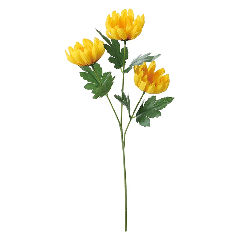 ポピー 造花　マム×3 イエロー FF-3112-Y 1本（ご注文単位24本）【直送品】