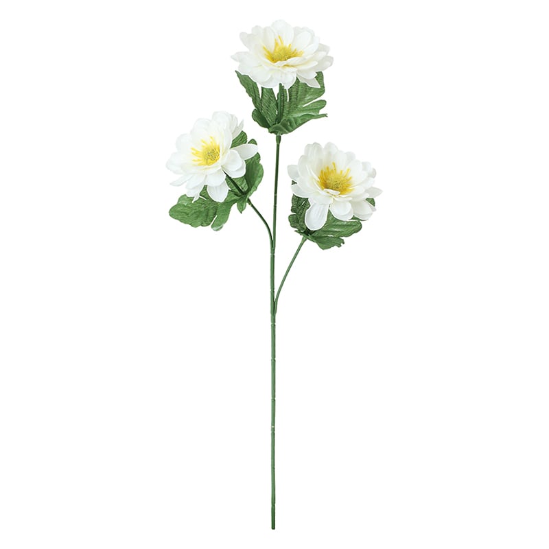 ポピー 造花 ダリア×3 ホワイト FF-3117-W 1本(ご注文単位24本)【直送品】