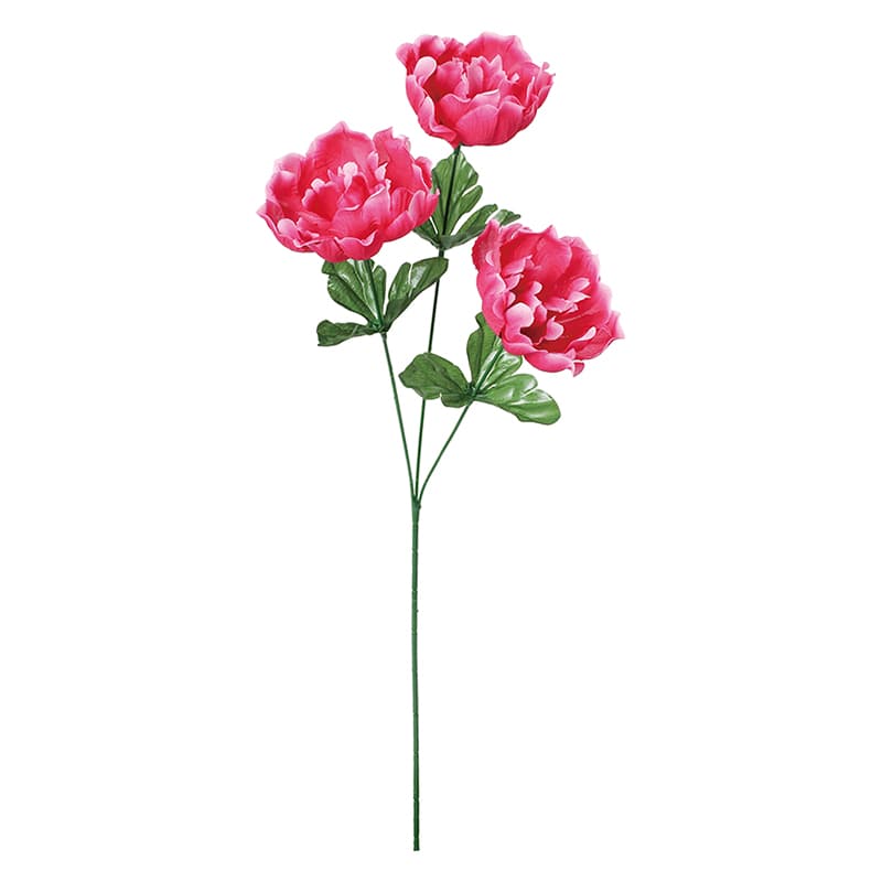 ポピー 造花　ピオニー×3 ビューティー FF-3119-BTY 1本（ご注文単位24本）【直送品】