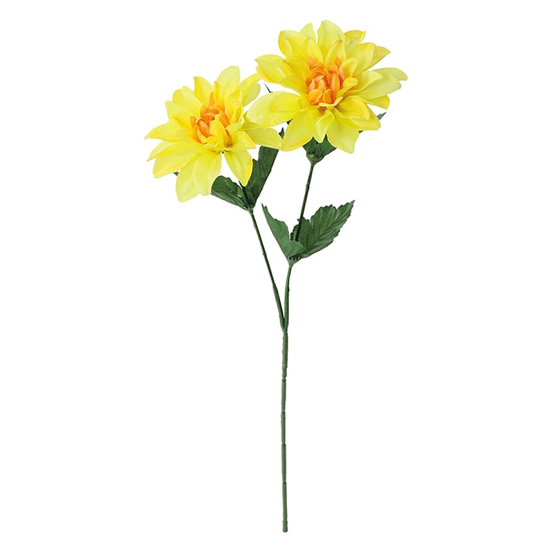 ポピー 造花 ダリア×2 イエロー FFK-0007-Y 1本(ご注文単位24本)【直送品】
