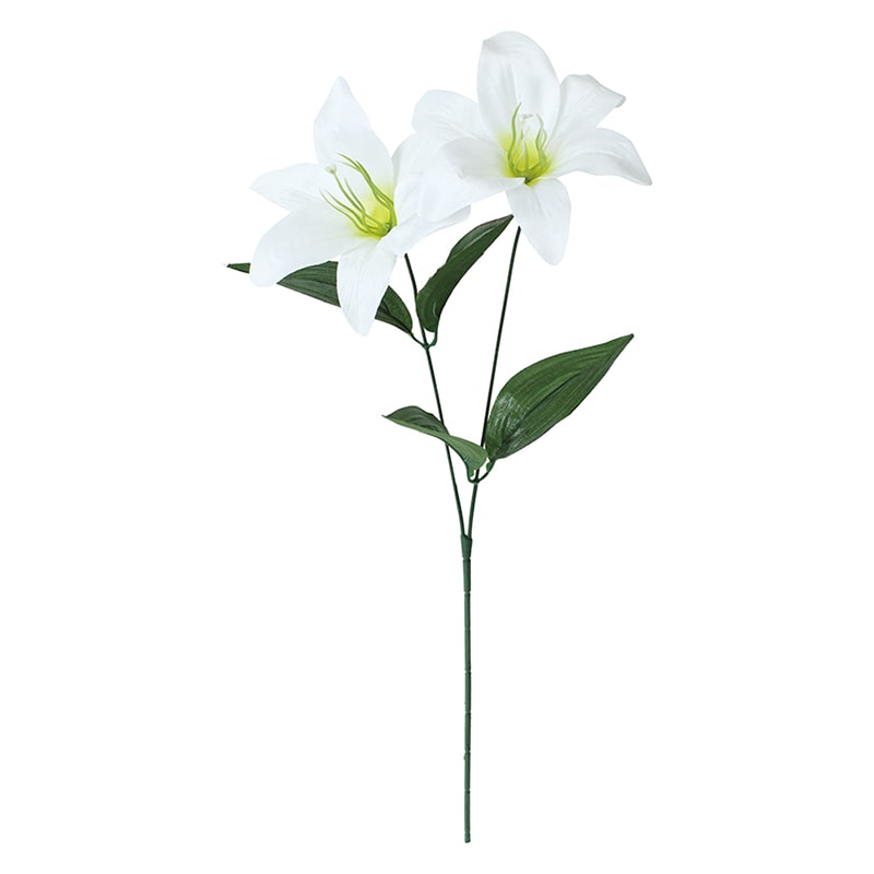 ポピー 造花　サテンユリ×2 ホワイト FFK-0009-W 1本（ご注文単位24本）【直送品】