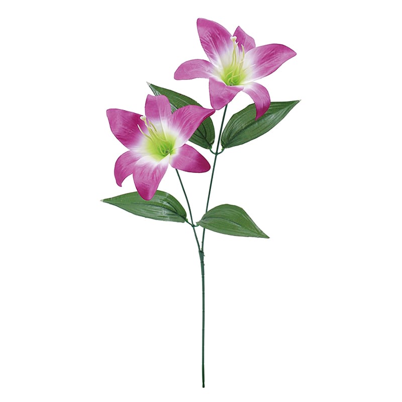 ポピー 造花　サテンユリ×2 ラベンダー FFK-0009-LAV 1本（ご注文単位24本）【直送品】