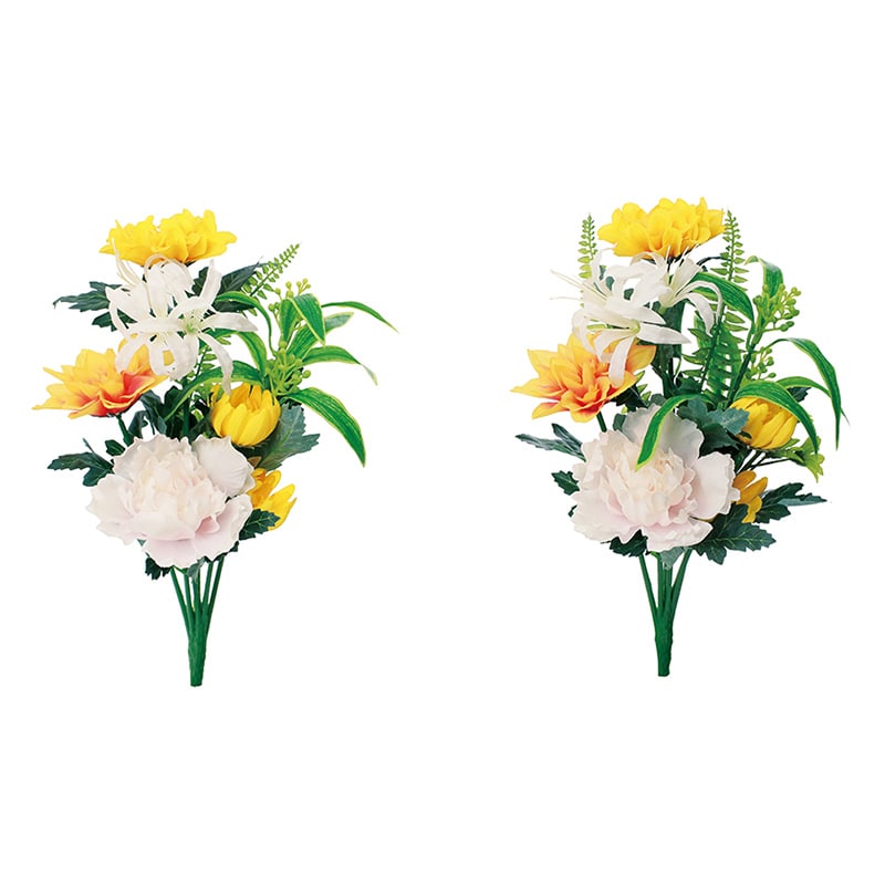 ポピー 造花　エコ仏花ブッシュ　ダリア 2P FP-1110-MIX 1セット（ご注文単位8セット）【直送品】