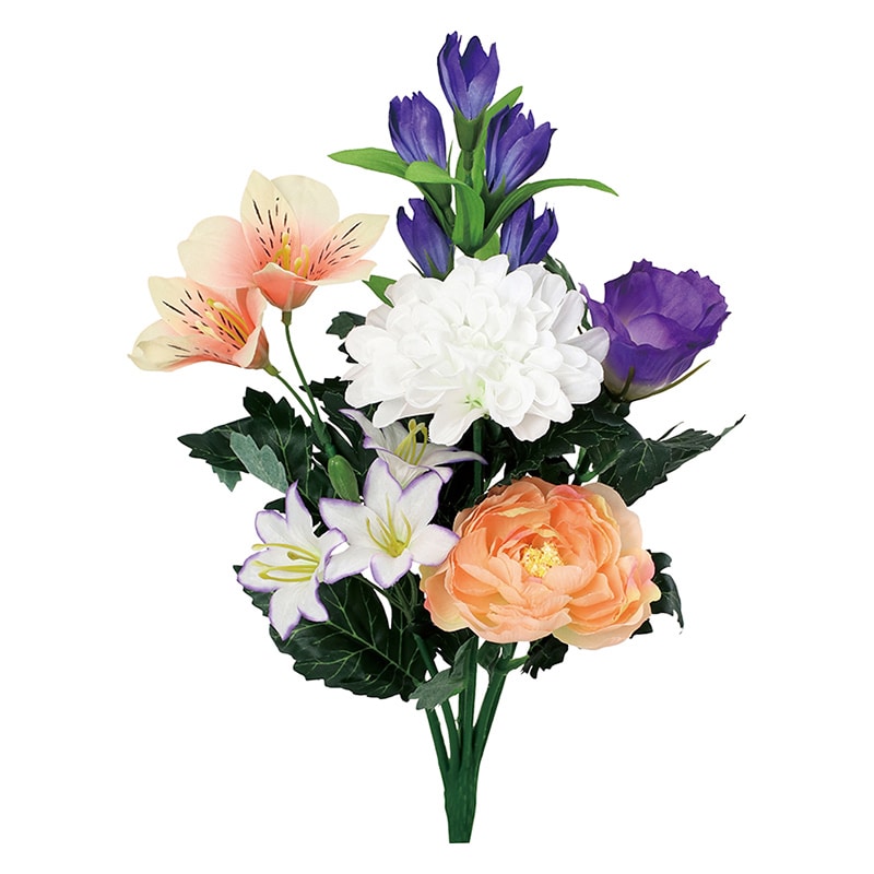 ポピー 造花　エコ仏花ブッシュ　リンドウ 2P FP-1112-MIX 1セット（ご注文単位8セット）【直送品】