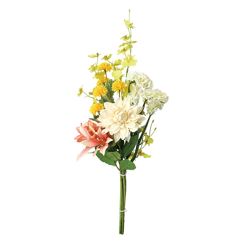 ポピー 造花　ダリア組花 イエロー FP-1132 1束（ご注文単位8束）【直送品】