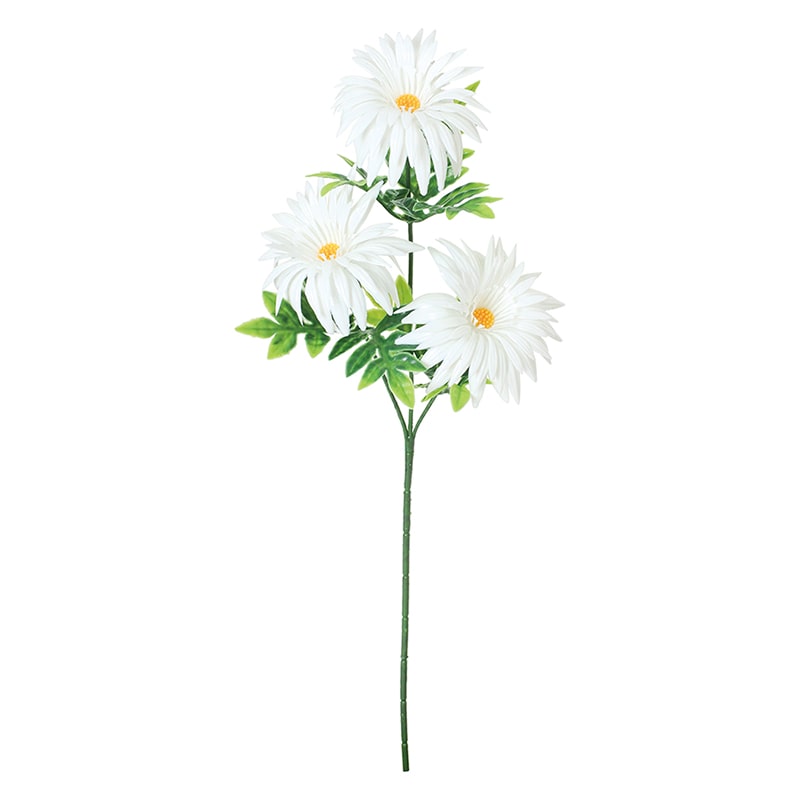 ポピー 造花　PEマム×3 ホワイト FFK-0016-W 1本（ご注文単位24本）【直送品】