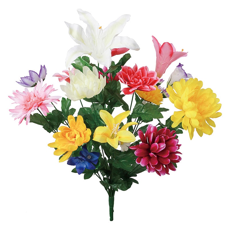 ポピー 造花　ジャンボラウンド仏花ブッシュ  FP-0944-MIX 1本（ご注文単位6本）【直送品】