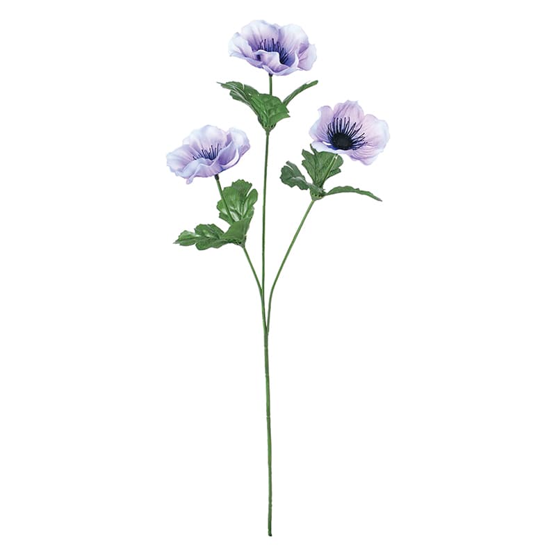 ポピー 造花　アネモネ×3 ライトパープル FF-3035-LPU 1本（ご注文単位24本）【直送品】