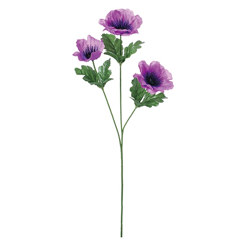ポピー 造花　アネモネ×3 パープル FF-3035-PU 1本（ご注文単位24本）【直送品】