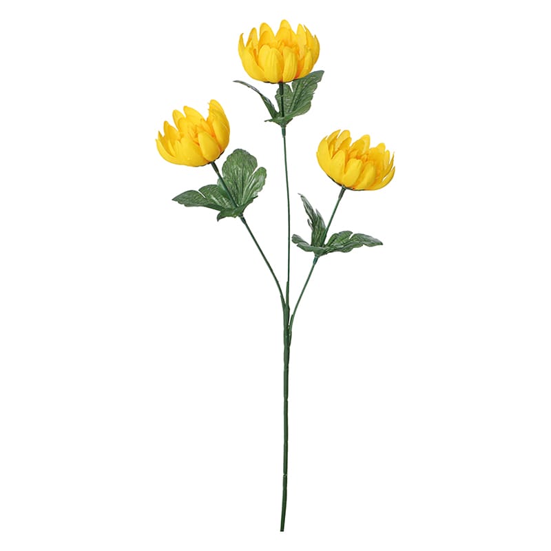ポピー 造花　マム×3 イエロー FF-3037-Y 1本（ご注文単位24本）【直送品】