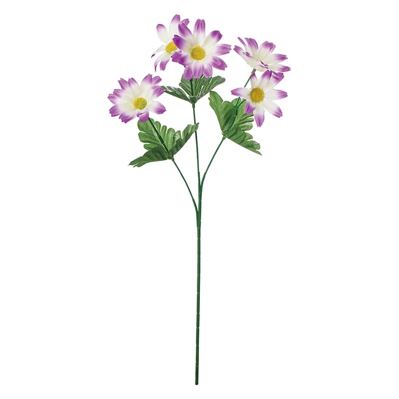 ポピー 造花　サテンデージースプレー パープルホワイト FF-3043-PUW 1本（ご注文単位24本）【直送品】