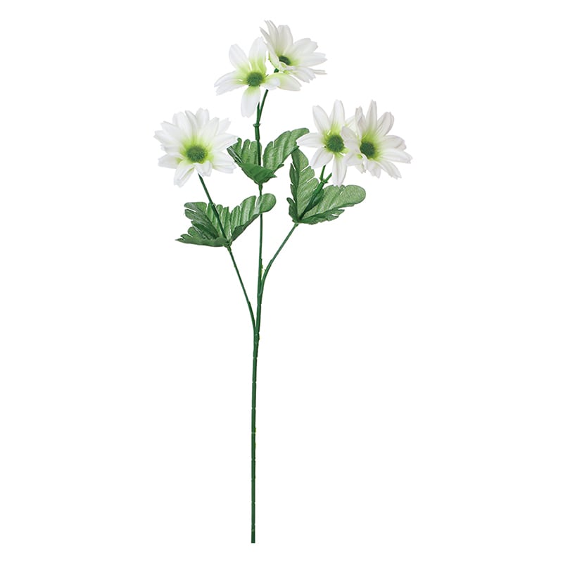 ポピー 造花　サテンデージースプレー ホワイトグリーン FF-3043-W/G 1本（ご注文単位24本）【直送品】