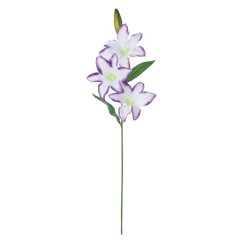 ポピー 造花　サテンユリ パープルホワイト FF-3050A-PUW 1本（ご注文単位24本）【直送品】