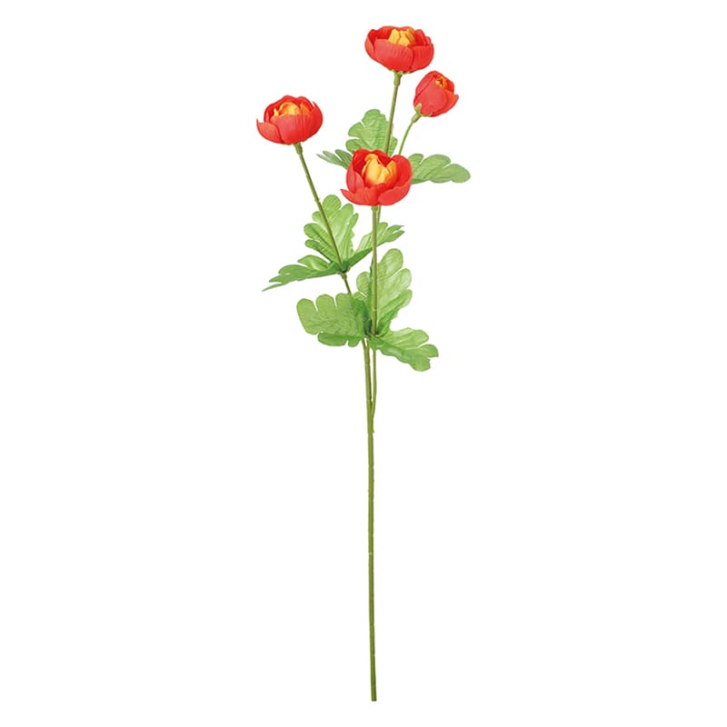 ポピー 造花　ミニラナンキュラススプレー オレンジ FF-3057-OR 1本（ご注文単位24本）【直送品】