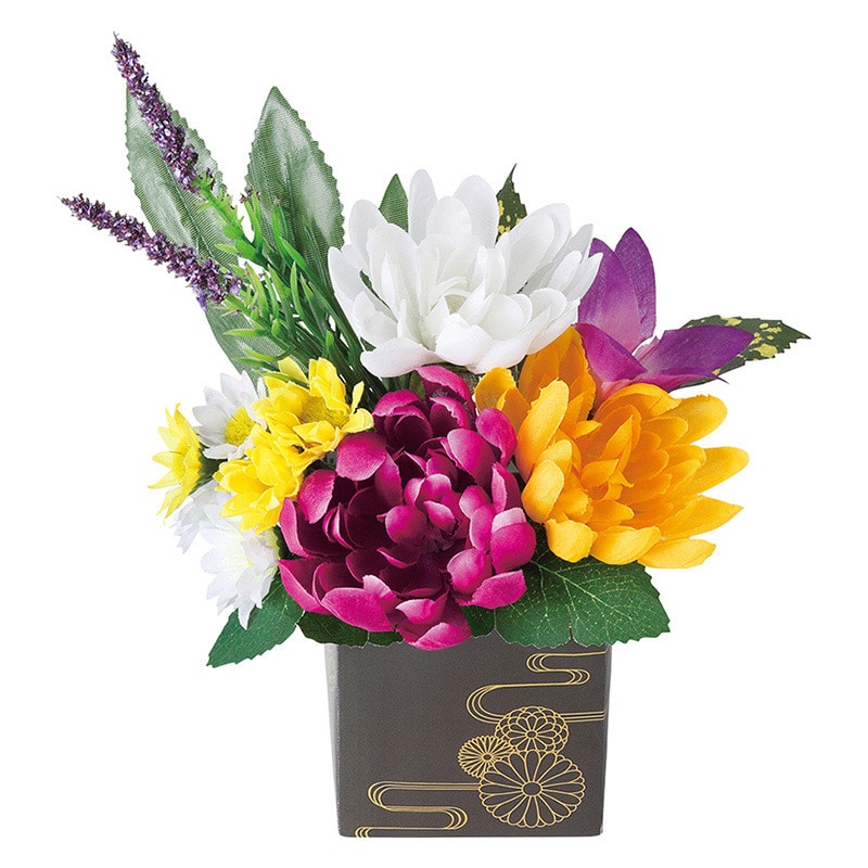 ポピー 造花　仏花ポット M FP-0799-MIX 1個（ご注文単位12個）【直送品】