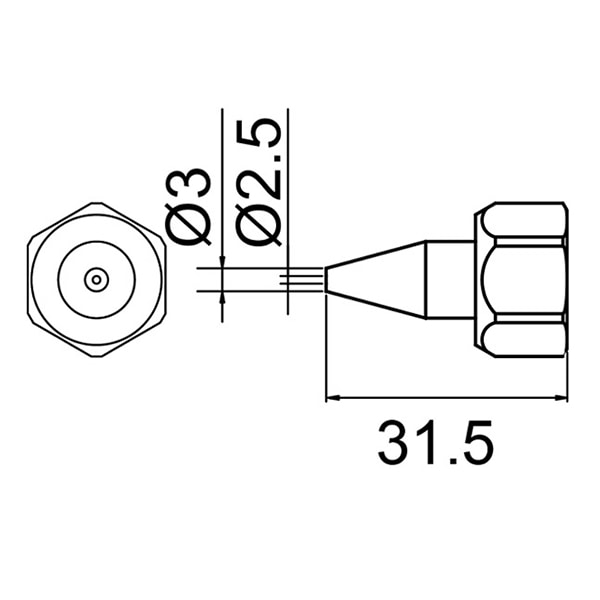 白光 メルター　ノズル　806用 φ2.5mm　袋ナット付 801-N-2.5 1個（ご注文単位1個）【直送品】