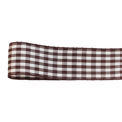 青山 リボン　ワイヤー入り　ギンガムチェック　3359 25×10 #21 1巻（ご注文単位1巻）【直送品】