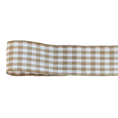 青山 リボン　ワイヤー入り　ギンガムチェック　3359 25×10 #35 1巻（ご注文単位1巻）【直送品】