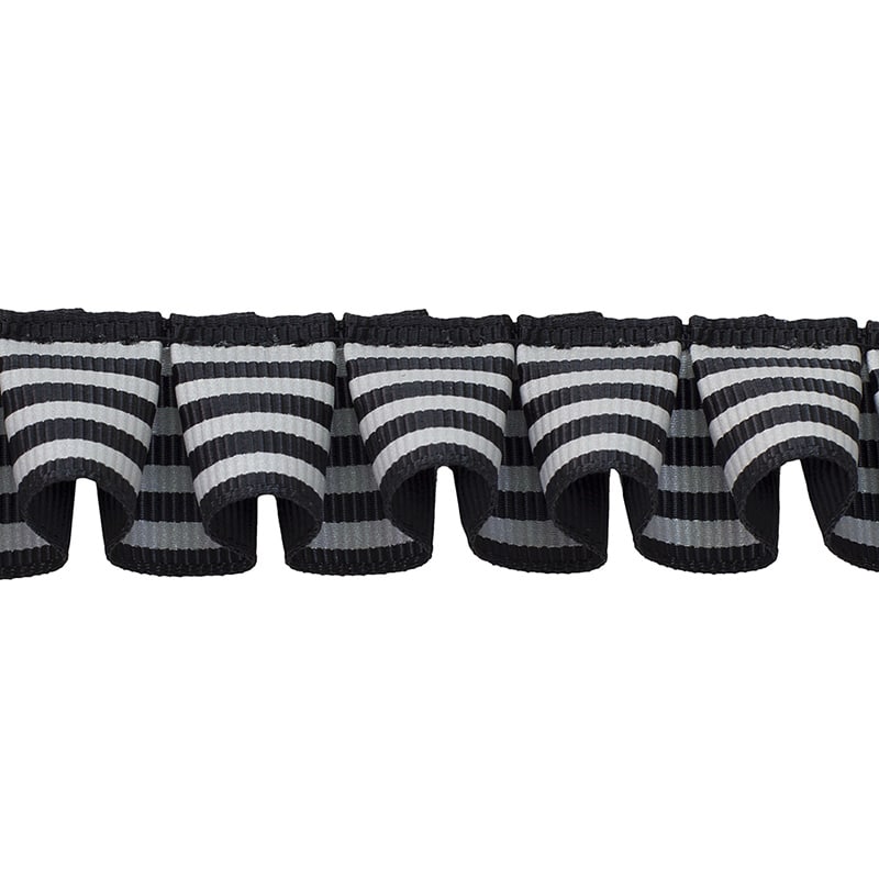 青山 リボン　グログランストライプフリル　2181 25×2 #33 1巻（ご注文単位1巻）【直送品】