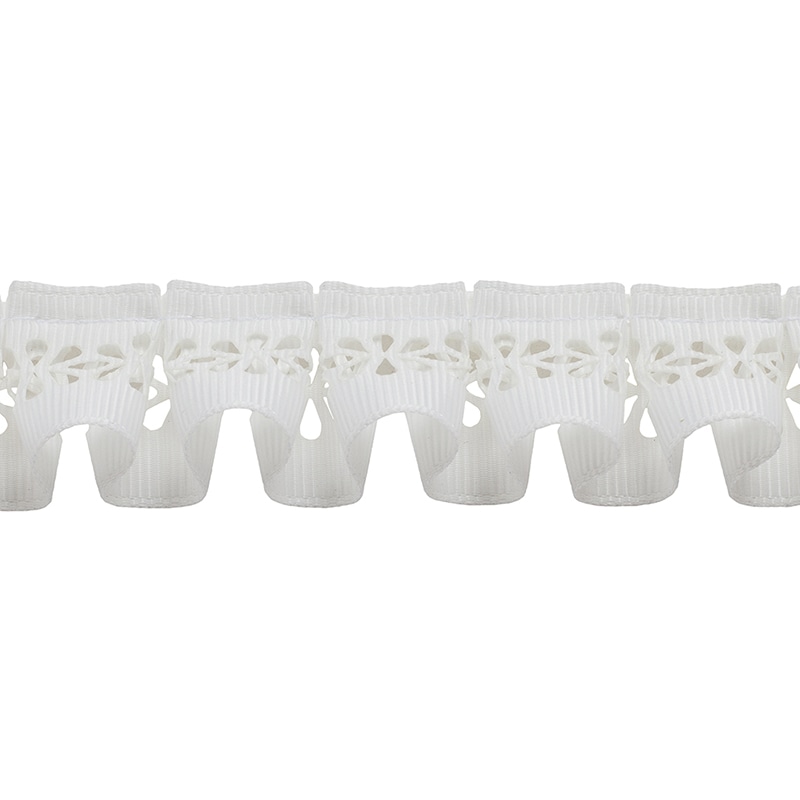 青山 リボン　グログラン　パンチングフリル　2114 25×2 #01 1巻（ご注文単位1巻）【直送品】