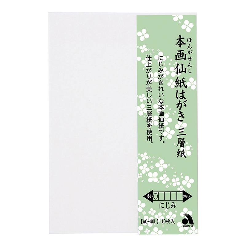 あかしや 本画仙紙はがき 三層紙 10枚入り AO-40L 1冊（ご注文単位5冊）【直送品】