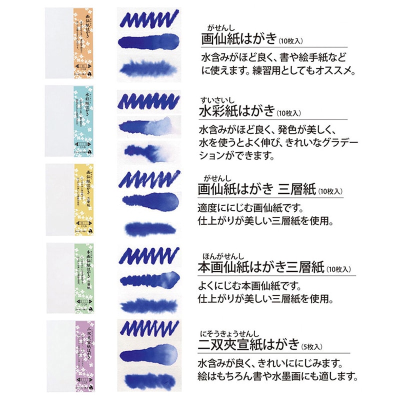 あかしや 画仙紙はがき 三層紙 10枚入り AO-35L 1冊（ご注文単位5冊）【直送品】